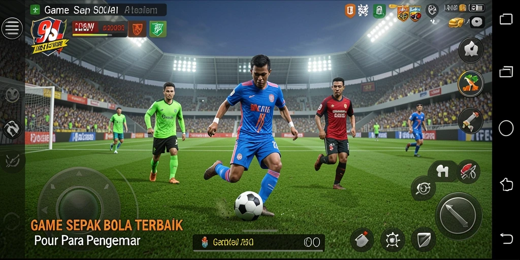 Screenshot gameplay 9SL menampilkan aksi pertandingan sepak bola yang seru.