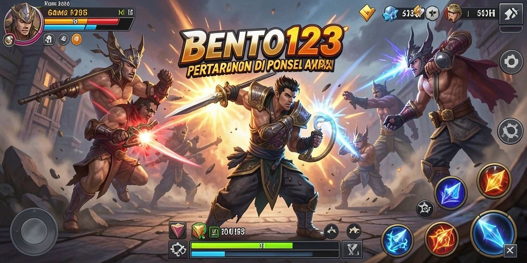 Tampilan gameplay BENTO123 menampilkan pertarungan epik antara karakter yang beragam.