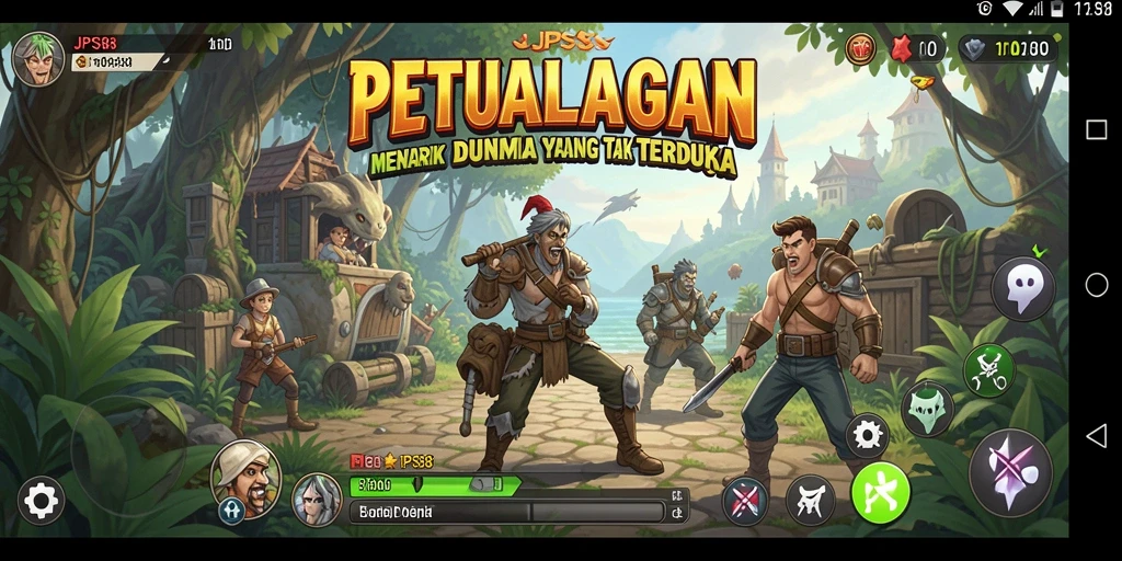 Tampilan gameplay petualangan di dunia JPS88 yang luas dan menantang.