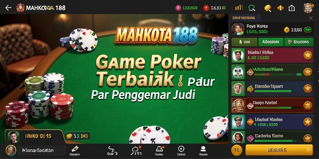 Screenshot gameplay mengasyikkan dari MAHKOTA188 dalam permainan Poker.