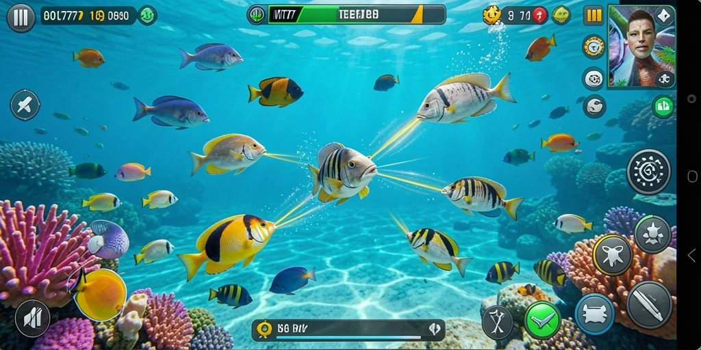 Screenshot utama MT777 yang menunjukkan aksi seru tembak ikan.